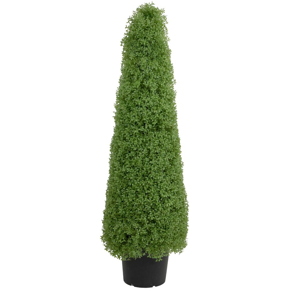 4' Artificial Boxwood Cone Topiary Tree with Round Pot  Unlit. Picture 1