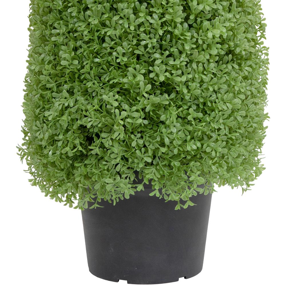 4' Artificial Boxwood Cone Topiary Tree with Round Pot  Unlit. Picture 6