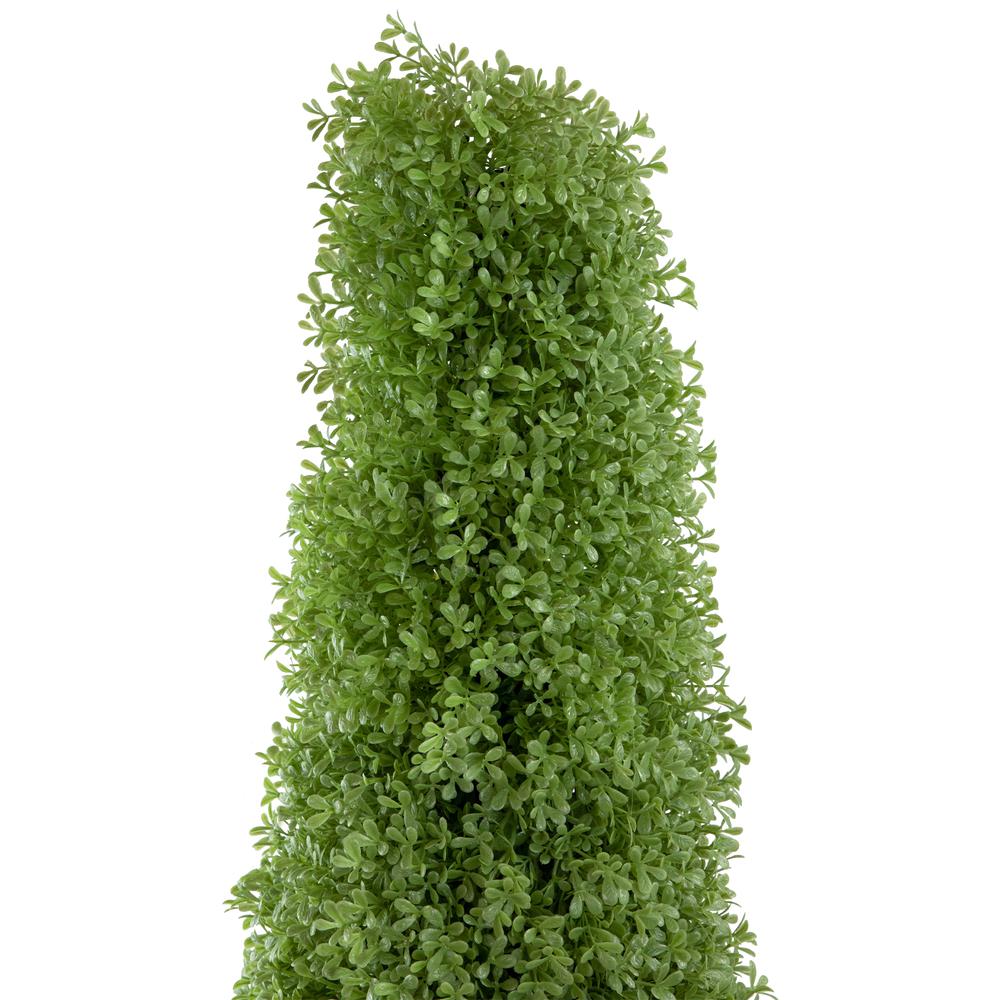 5' Artificial Boxwood Cone Topiary Tree with Round Pot  Unlit. Picture 2