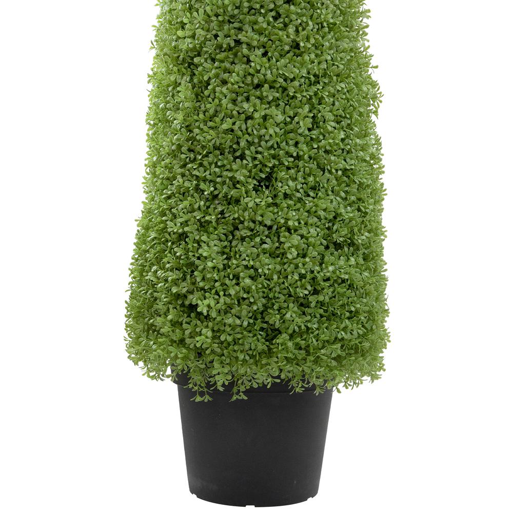 5' Artificial Boxwood Cone Topiary Tree with Round Pot  Unlit. Picture 4