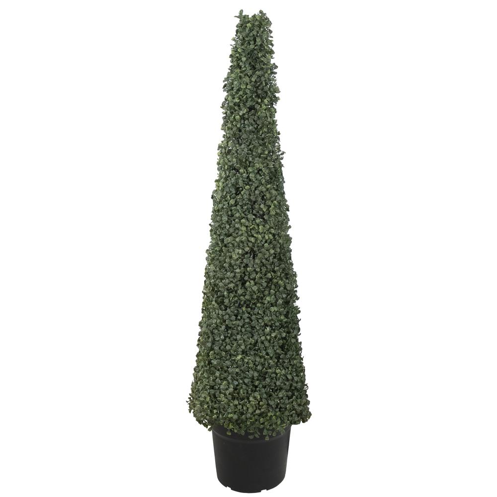 4' Artificial Two-Tone Boxwood Topiary Tree with Round Pot  Unlit. Picture 1