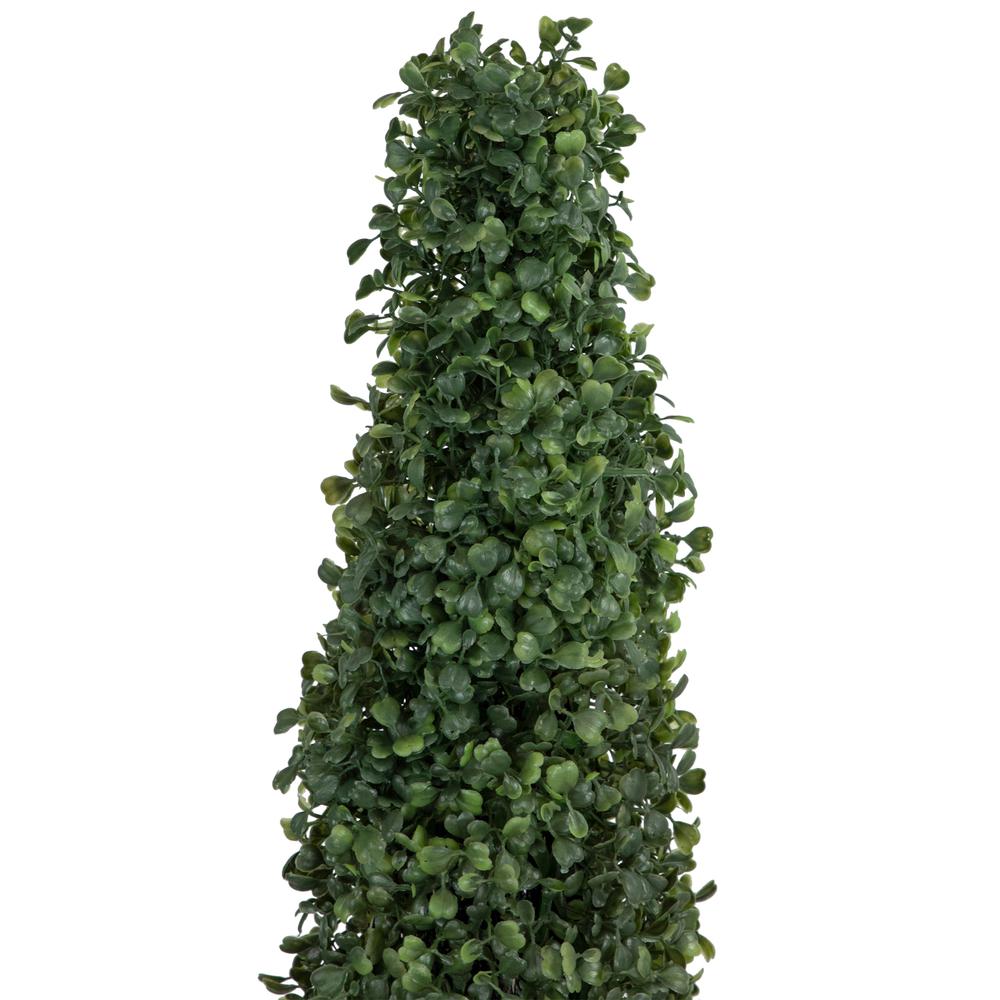 4' Artificial Two-Tone Boxwood Topiary Tree with Round Pot  Unlit. Picture 3