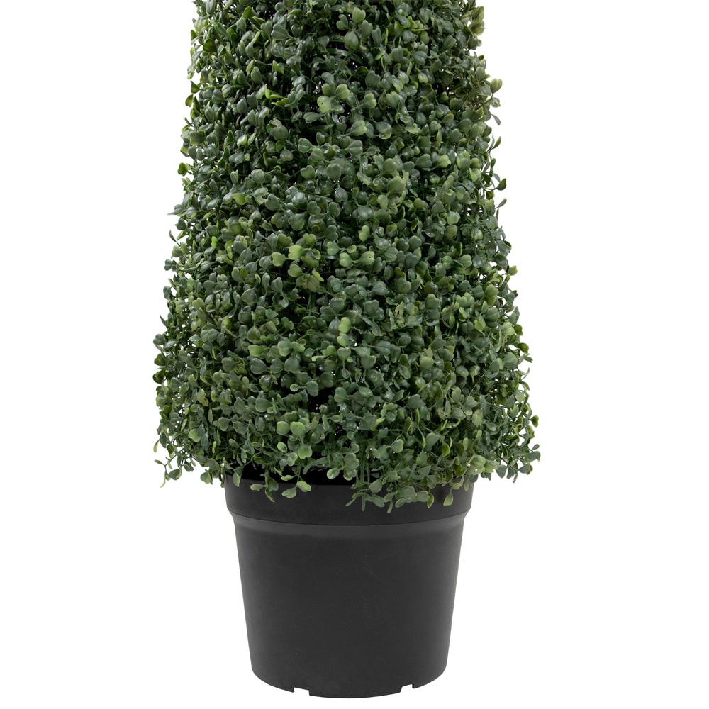 4' Artificial Two-Tone Boxwood Topiary Tree with Round Pot  Unlit. Picture 5
