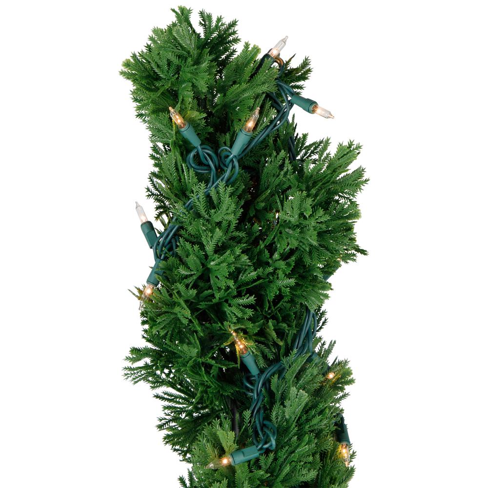 5.5' Pre-Lit Artificial Cedar Spiral Topiary Tree. Picture 4
