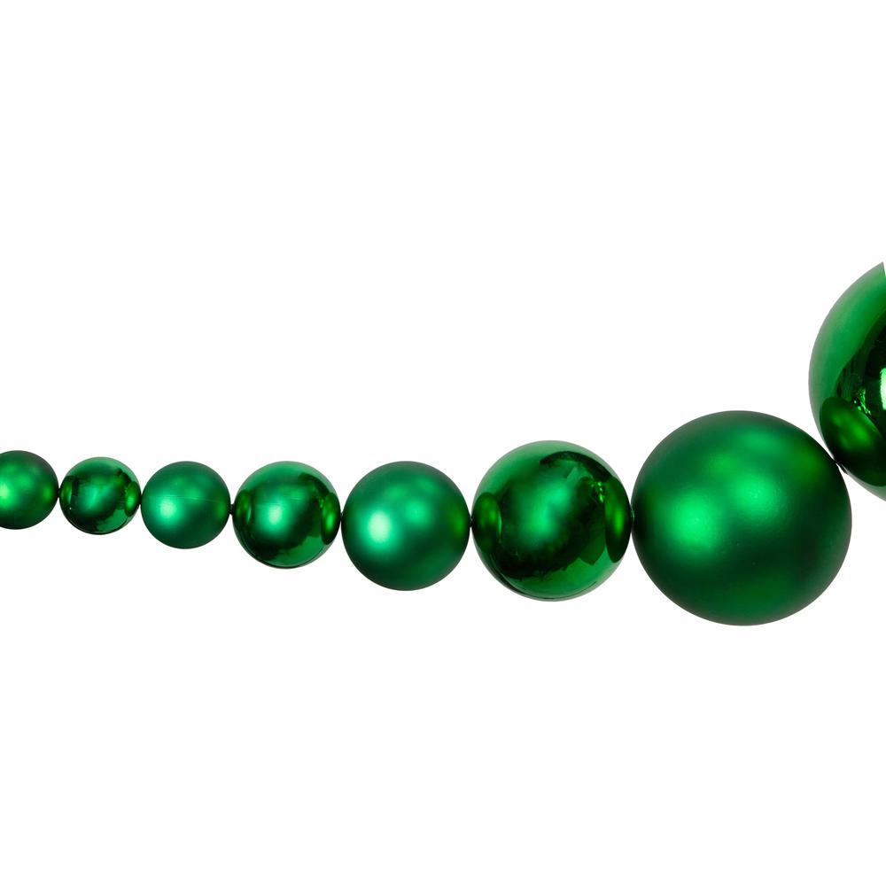 6' Green Shiny and Matte Shatterproof Ball Christmas Swag. Picture 2