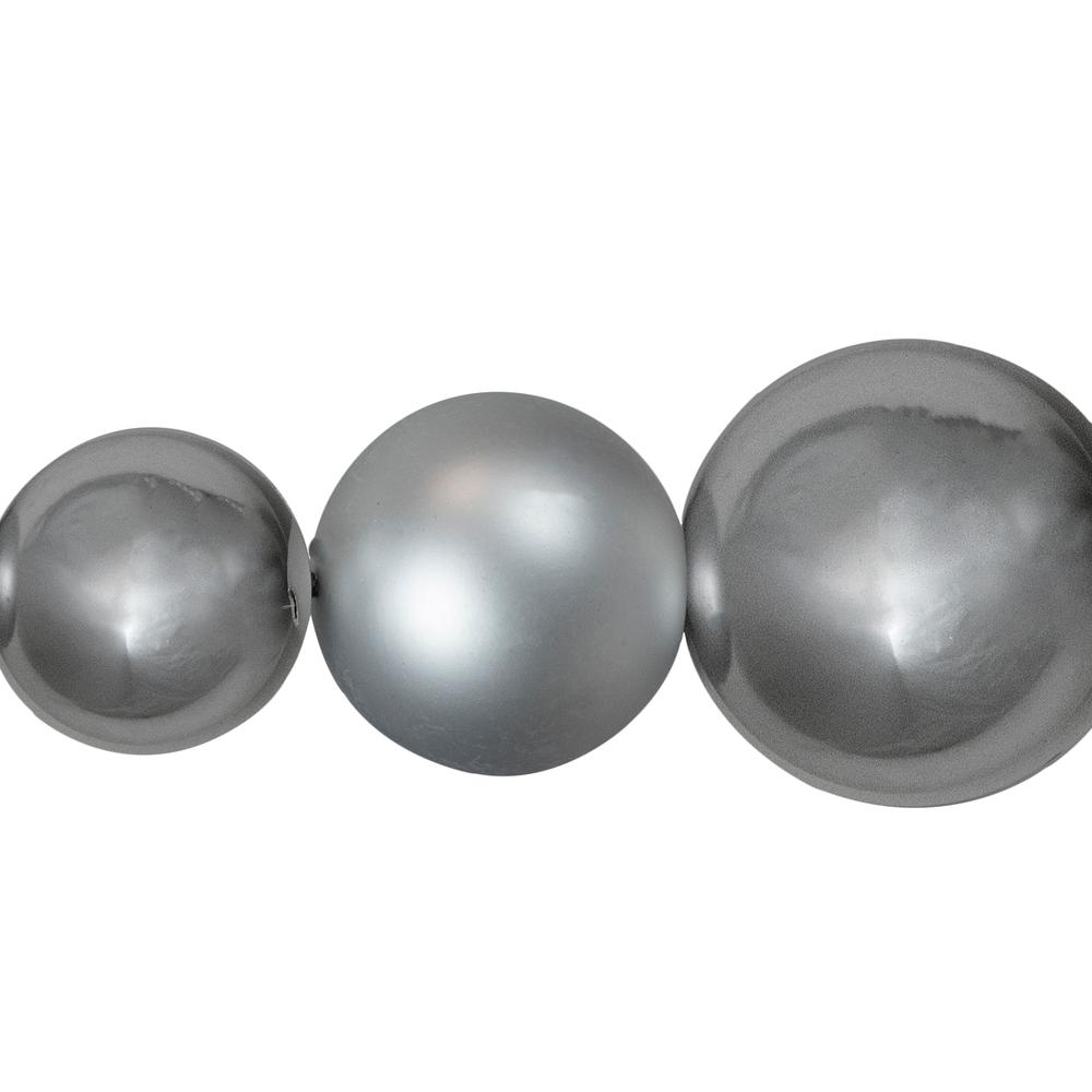 6' Silver Shiny and Matte Shatterproof Ball Christmas Swag