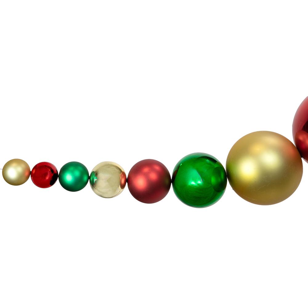 6' Red  Gold and Green Shiny and Matte Shatterproof Ball Christmas Swag. Picture 2