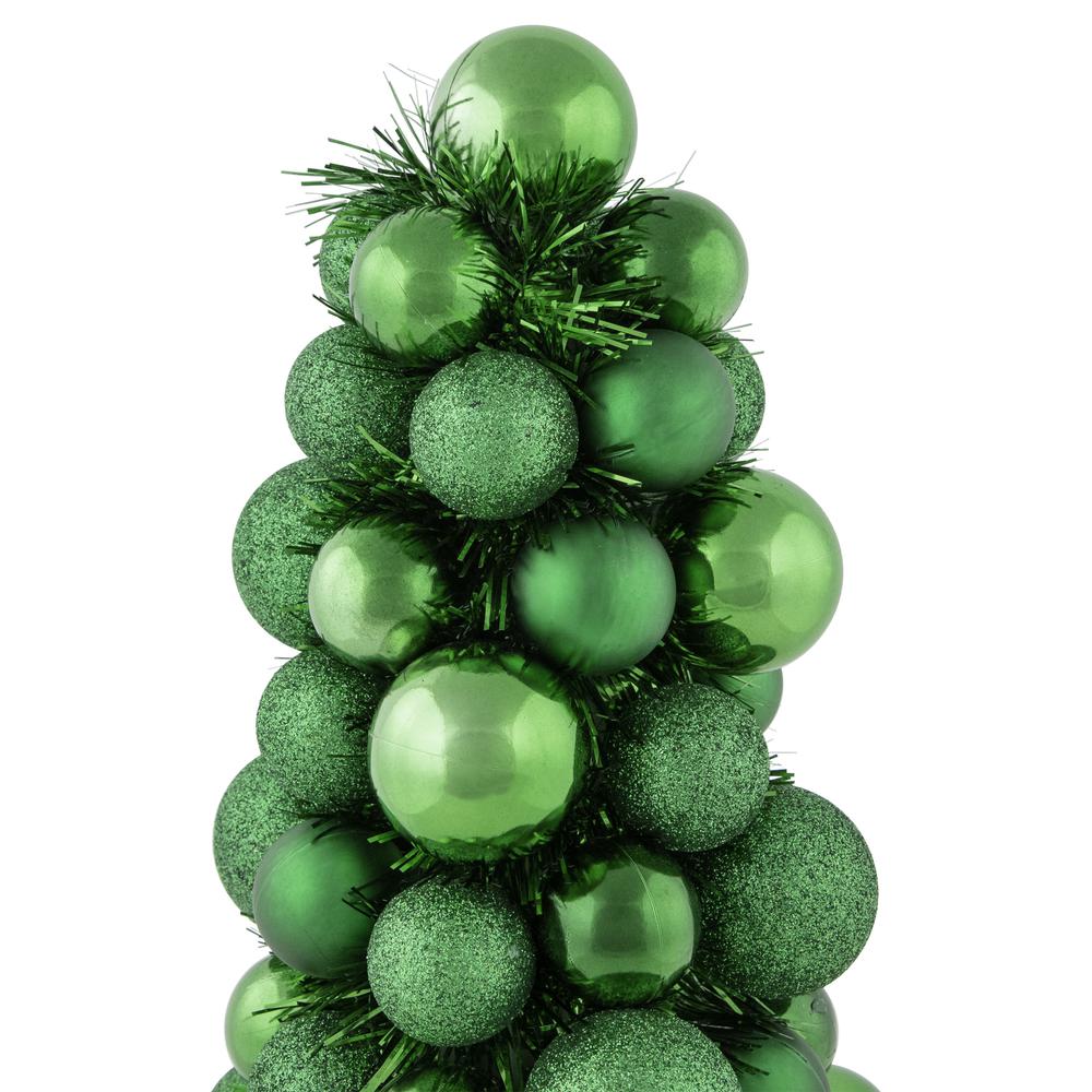 15.75" Green 3-Finish Shatterproof Ball Christmas Tree with Tinsel. Picture 7
