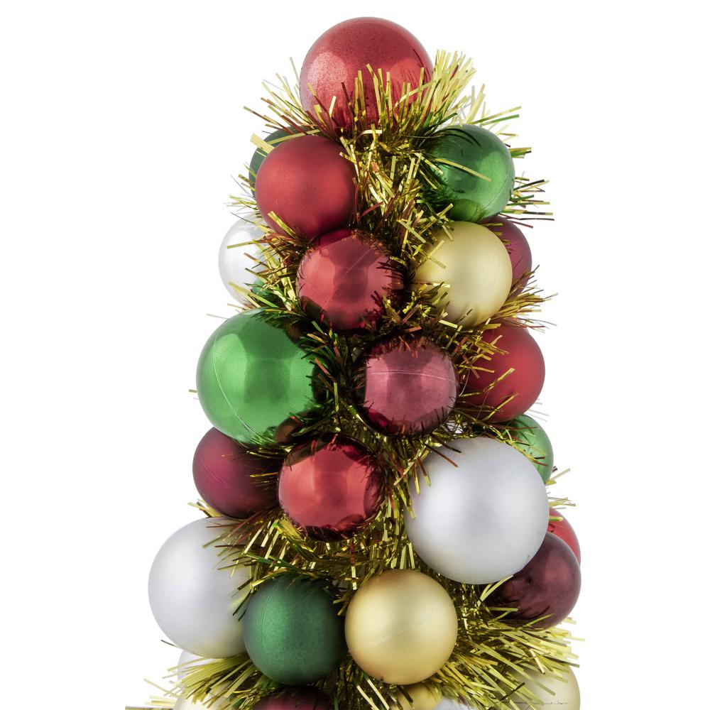 15.75" Traditional Colors 3-Finish Shatterproof Ball Christmas Tree with Tinsel. Picture 3