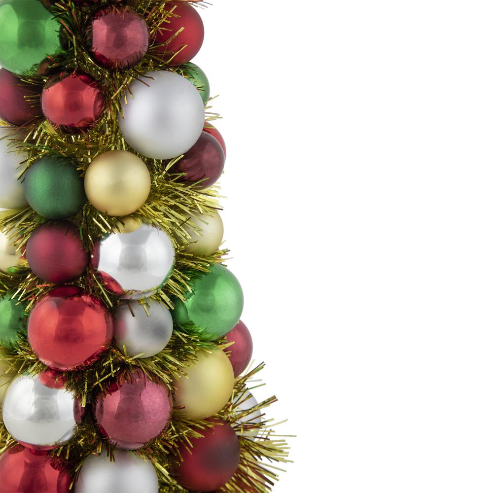 15.75" Traditional Colors 3-Finish Shatterproof Ball Christmas Tree with Tinsel. Picture 4