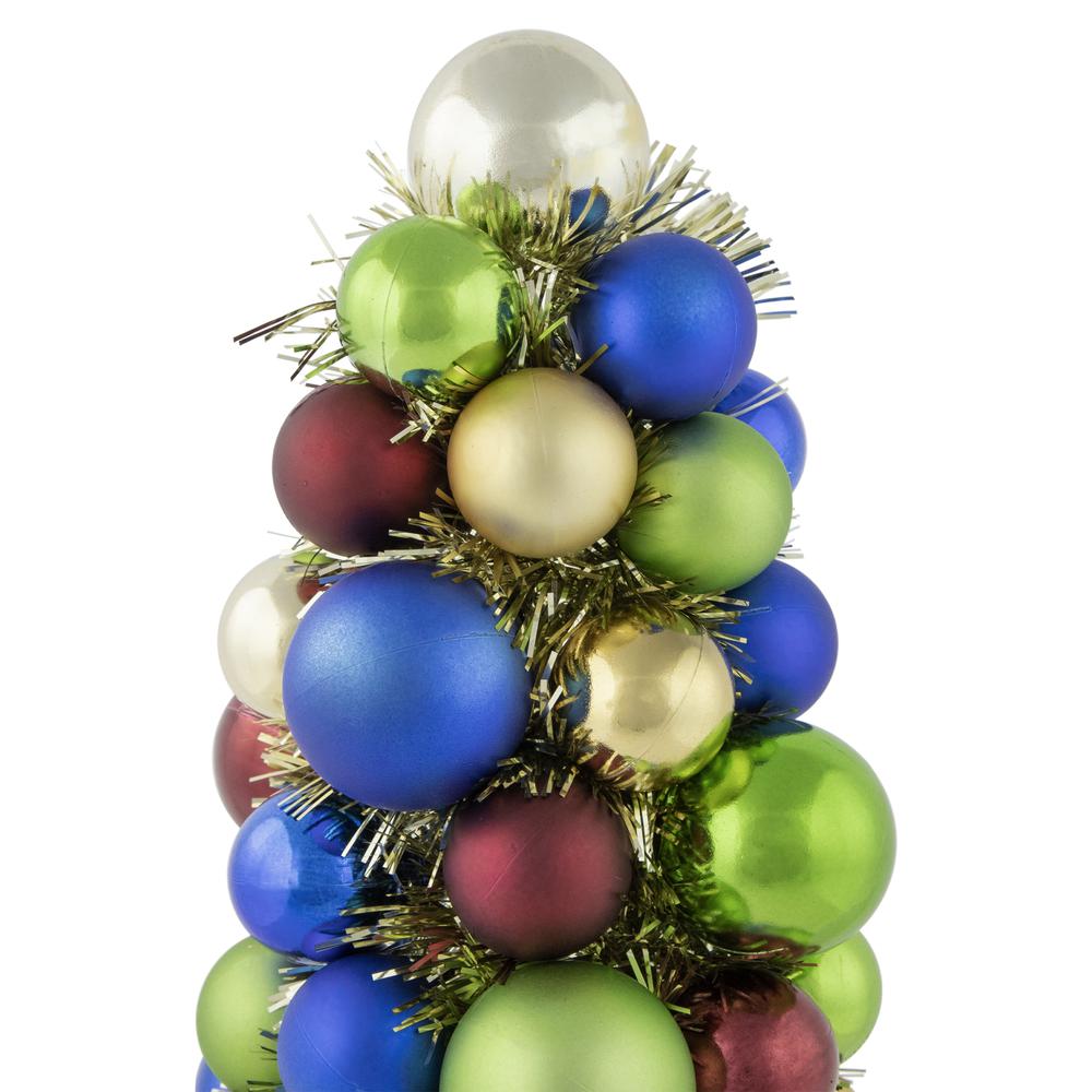 15.75" Multi-Color 3-Finish Shatterproof Ball Christmas Tree with Tinsel. Picture 7