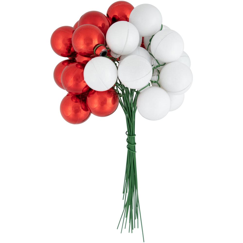 6.75" Shiny Red and White Shatterproof Ball Ornament Christmas Pick. Picture 4