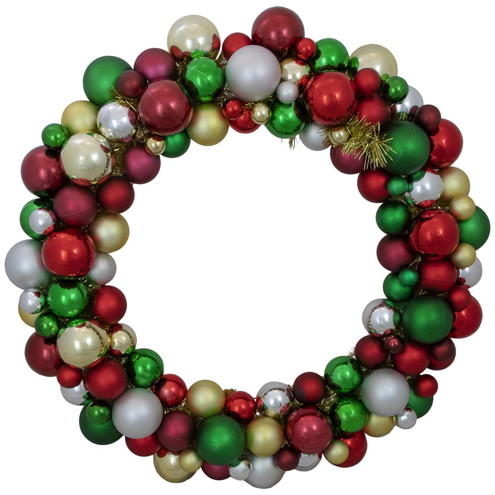 Traditional Colors 2-Finish Shatterproof Ball Christmas Wreath  36-Inch. Picture 1