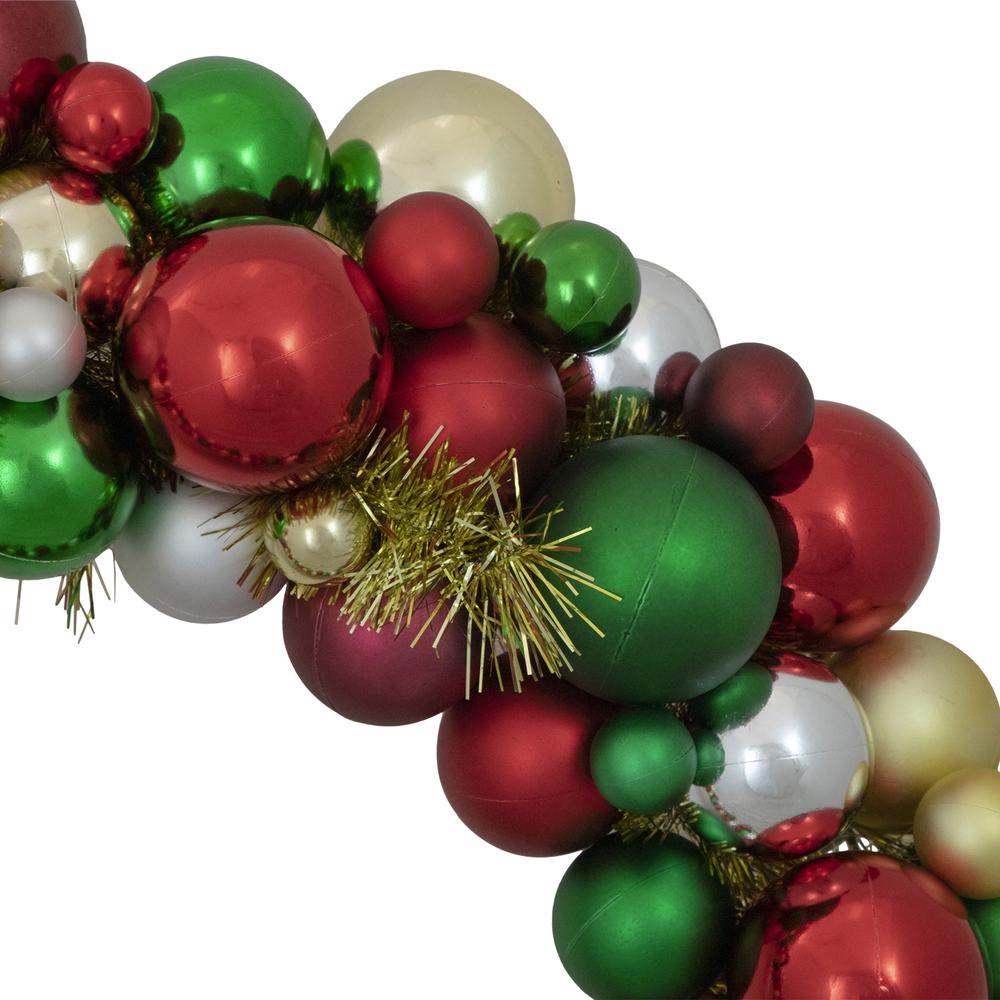 Traditional Colors 2-Finish Shatterproof Ball Christmas Wreath  36-Inch. Picture 4