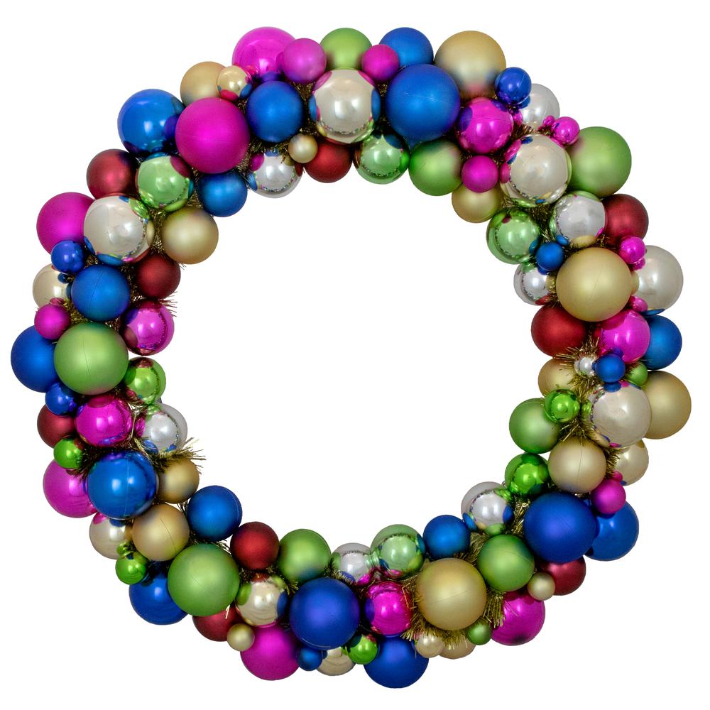 Multi-Color 2-Finish Shatterproof Ball Christmas Wreath  36-Inch. Picture 1