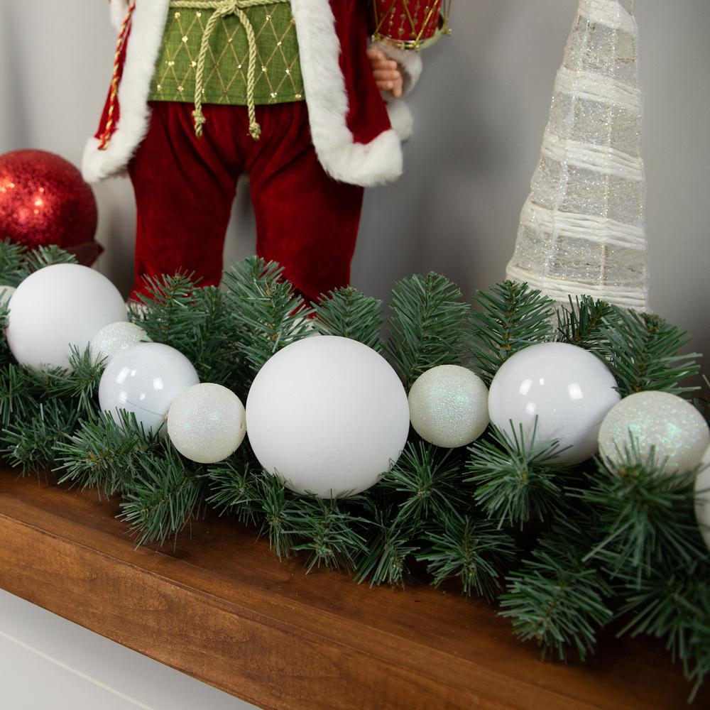 6' White Shatterproof Ball 3-Finish Christmas Garland. Picture 3