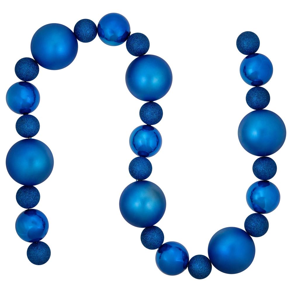 6' Blue Shatterproof Ball 3-Finish Christmas Garland. Picture 1