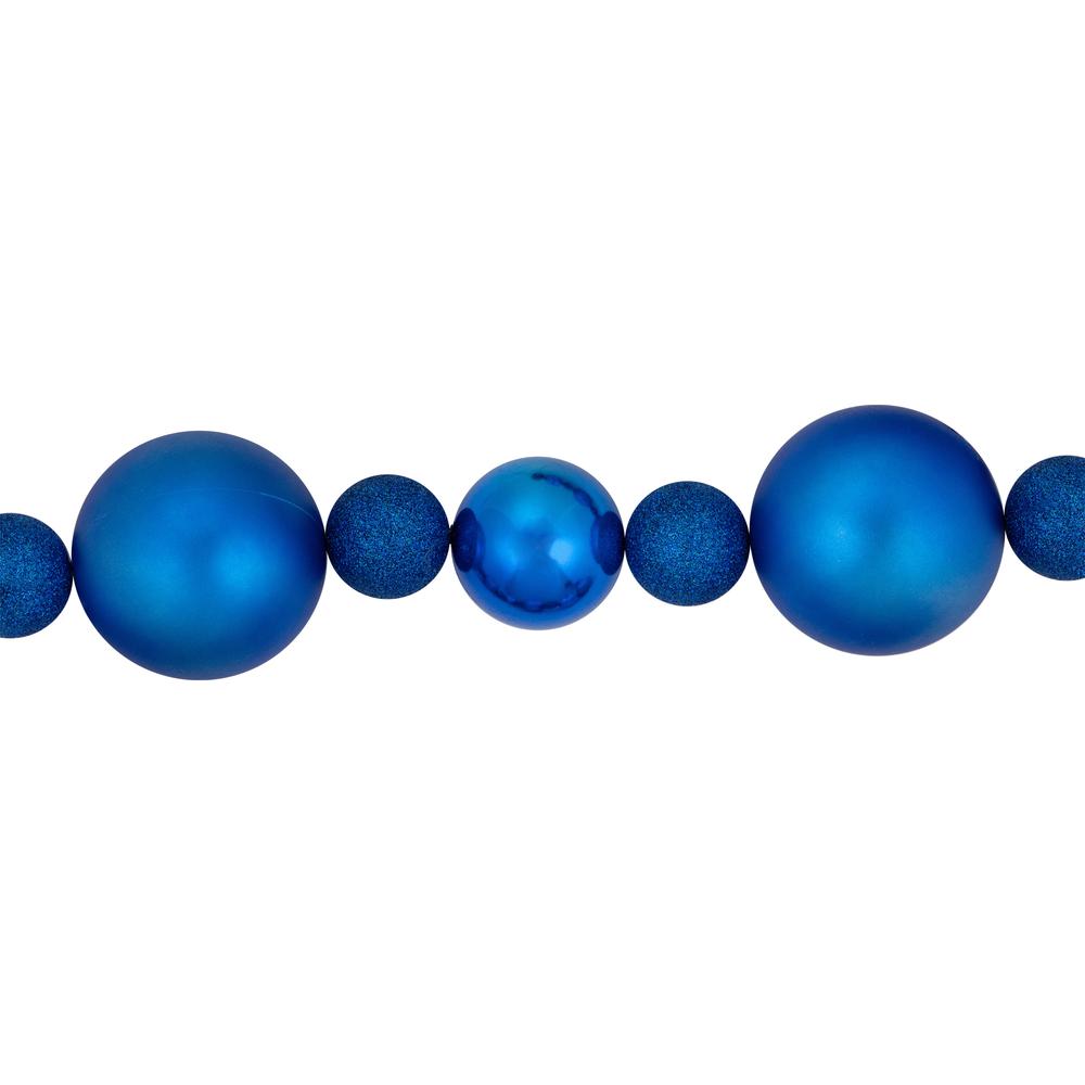 6' Blue Shatterproof Ball 3-Finish Christmas Garland. Picture 4