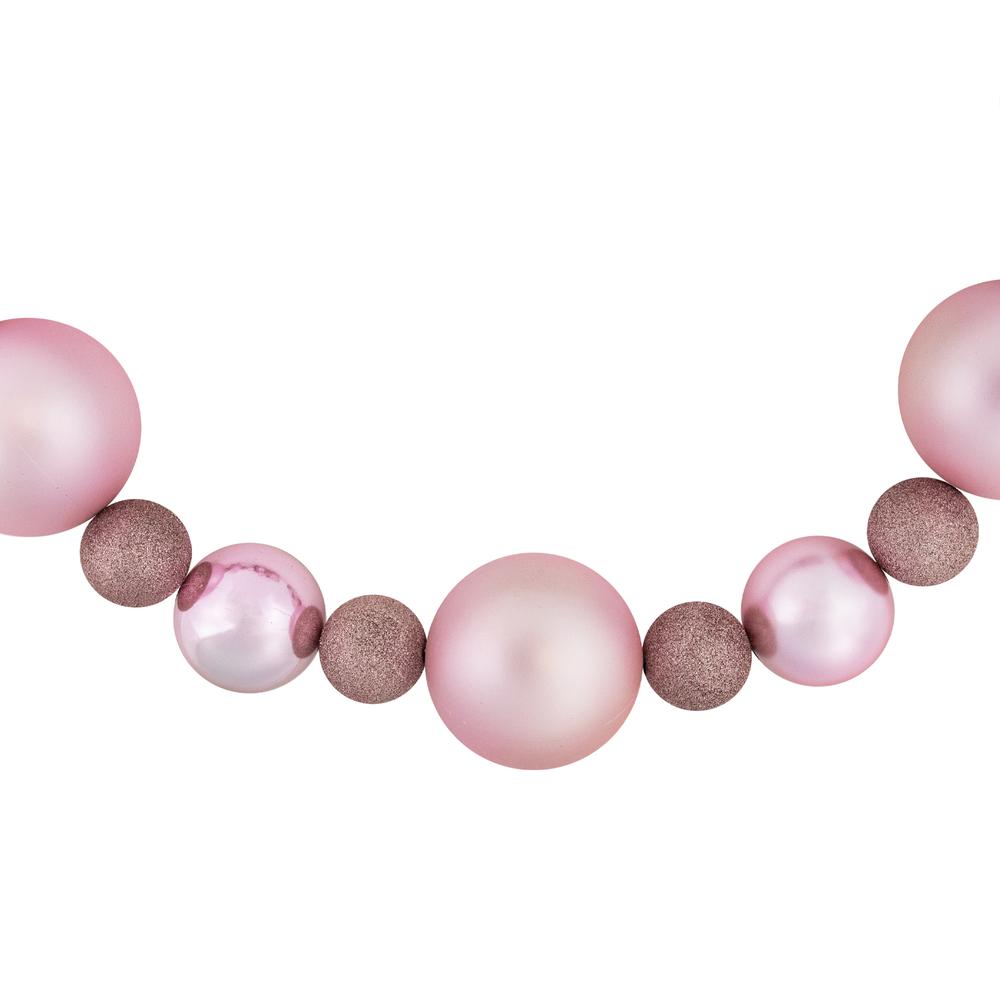 6' Pink Shatterproof Ball 3-Finish Christmas Garland. Picture 7