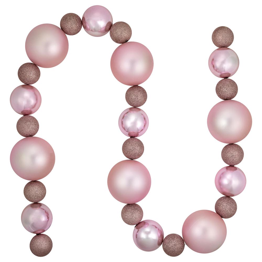 6' Pink Shatterproof Ball 3-Finish Christmas Garland. Picture 1