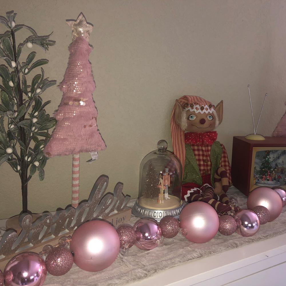 6' Pink Shatterproof Ball 3-Finish Christmas Garland. Picture 4