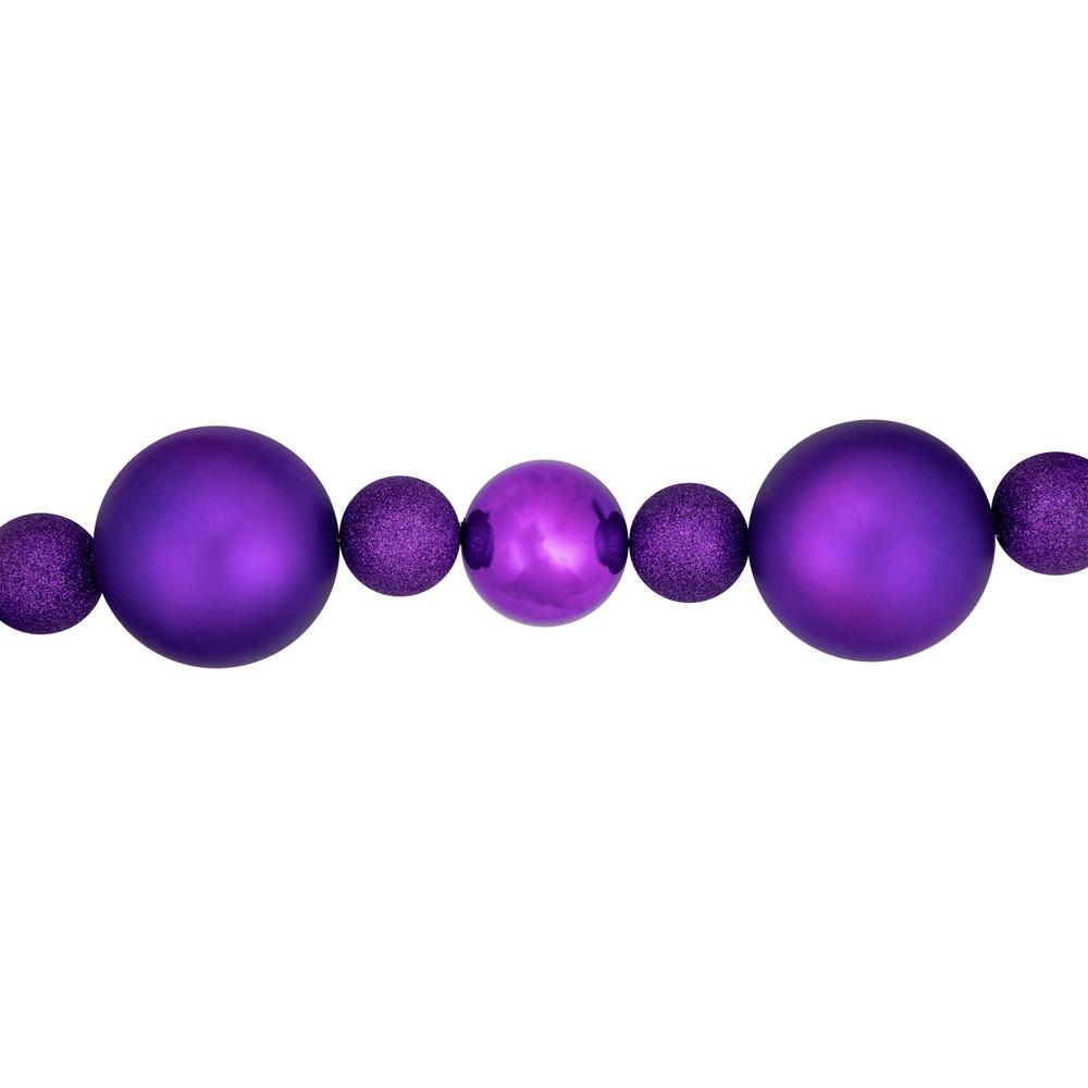 6' Purple Shatterproof Ball 3-Finish Christmas Garland. Picture 4