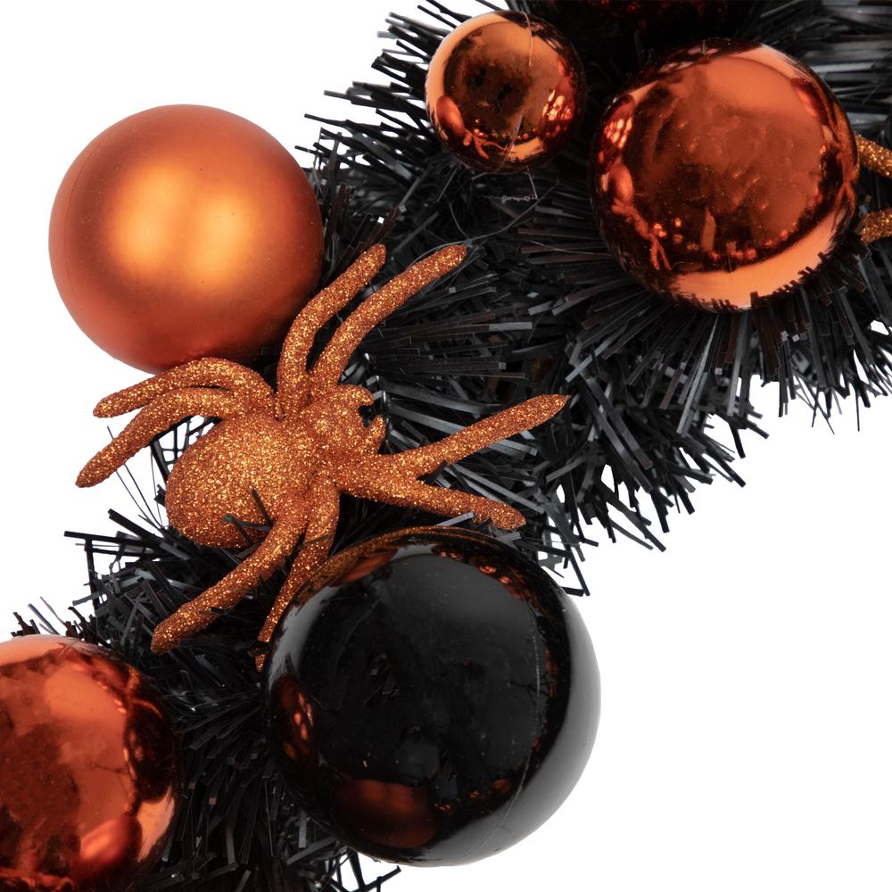 Orange Spiders and Ornaments Halloween Wreath  18-Inch  Unlit. Picture 3