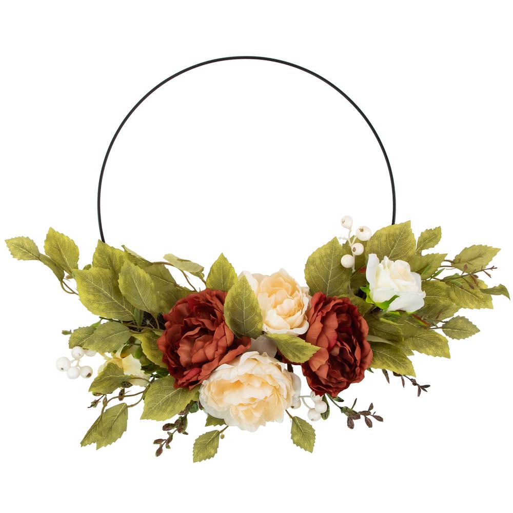 Autumn Harvest Artificial Floral Half Wreath with Fall Foliage  21-Inch. Picture 1