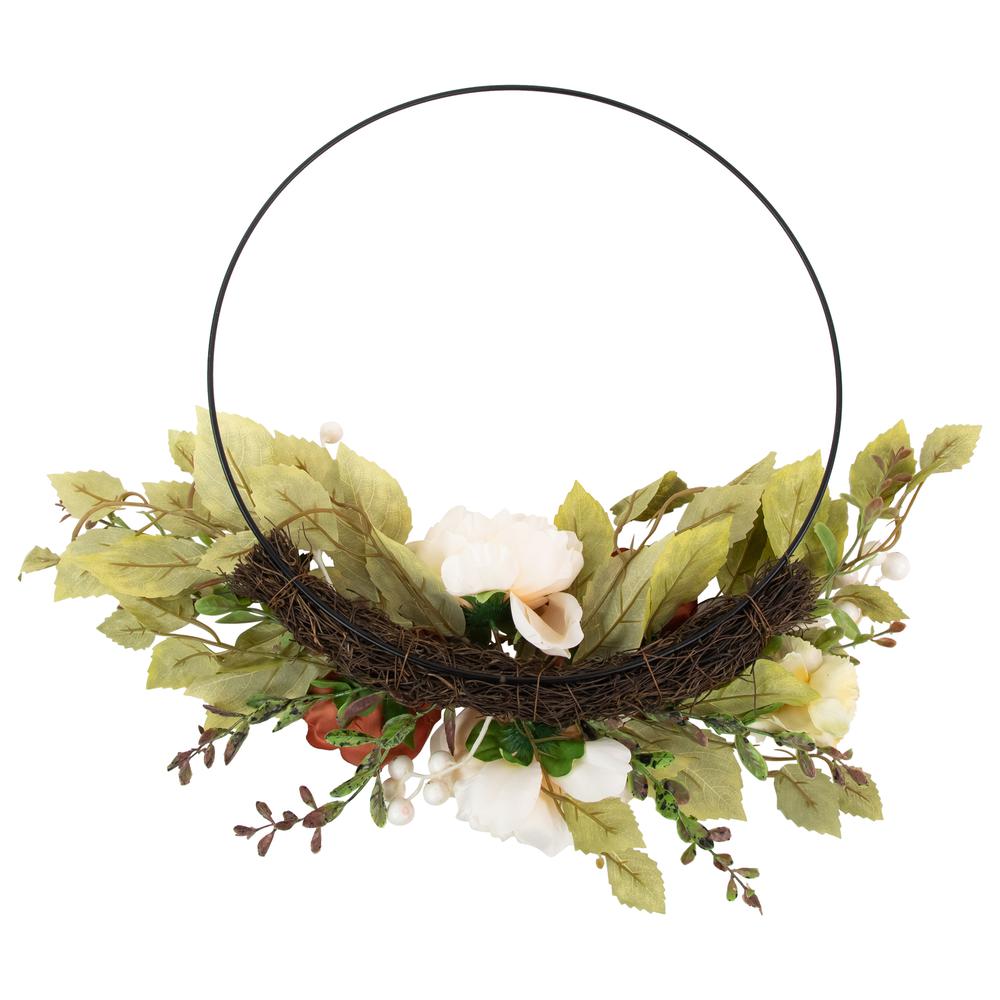Autumn Harvest Artificial Floral Half Wreath with Fall Foliage  21-Inch. Picture 2