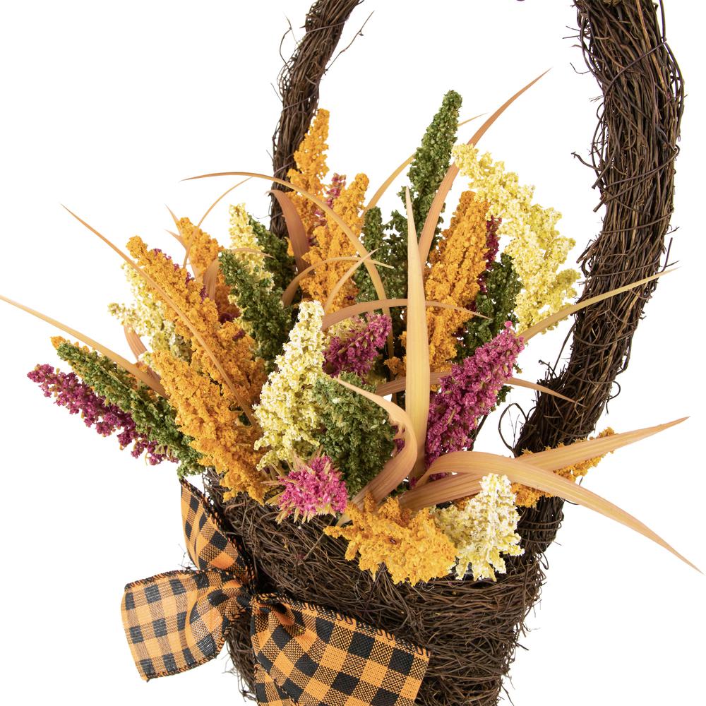22" Autumn Harvest Hanging Basket with Artificial Fall Foliage. Picture 5