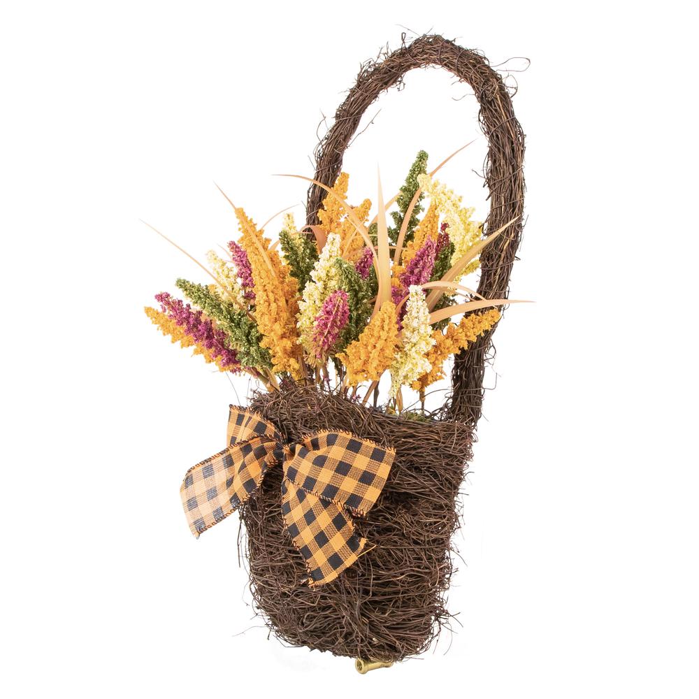 22" Autumn Harvest Hanging Basket with Artificial Fall Foliage. Picture 2