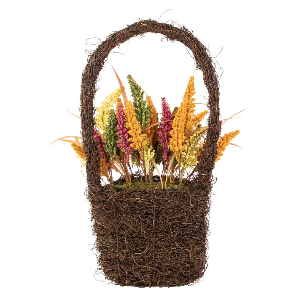 22" Autumn Harvest Hanging Basket with Artificial Fall Foliage. Picture 4