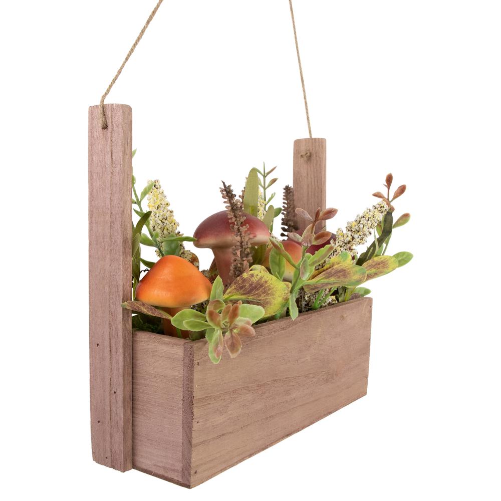 19" Mushroom and Foliage Wooden Fall Harvest Hanging Basket. Picture 5