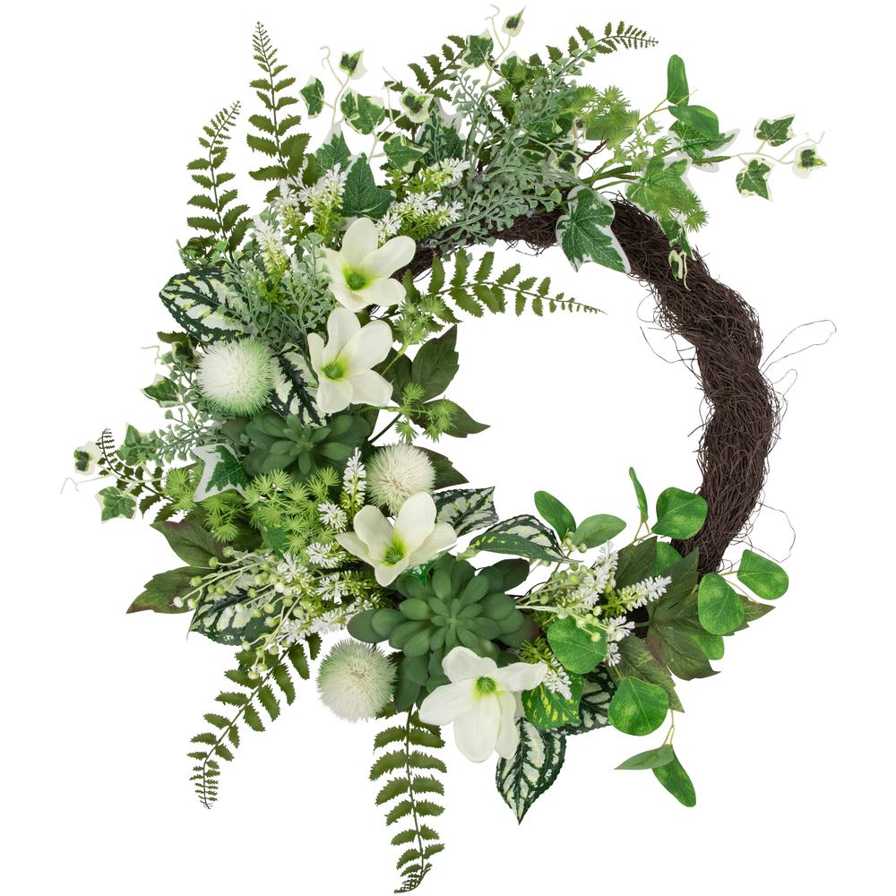 Hellebores and Ivy Artificial Spring Floral Wreath  24-Inch. Picture 1