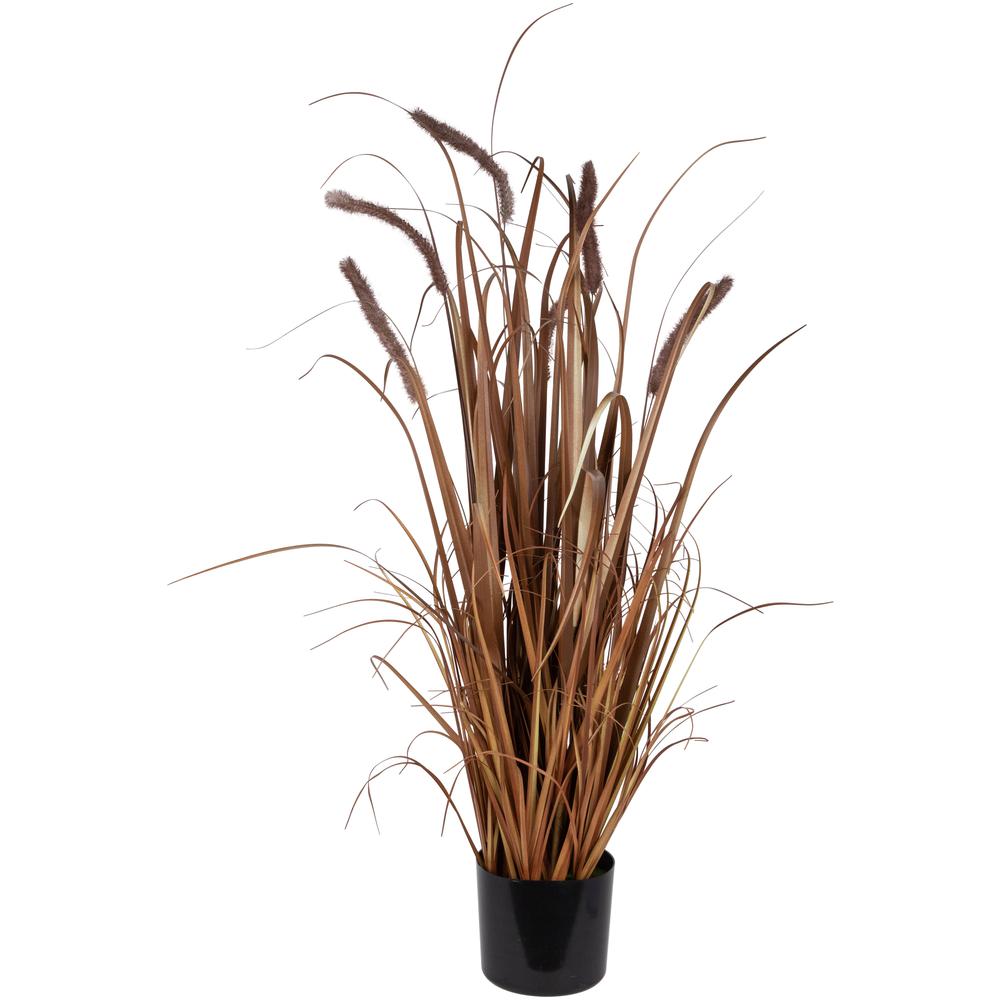 40" Potted Brown Artificial Onion Grass Plant. Picture 1