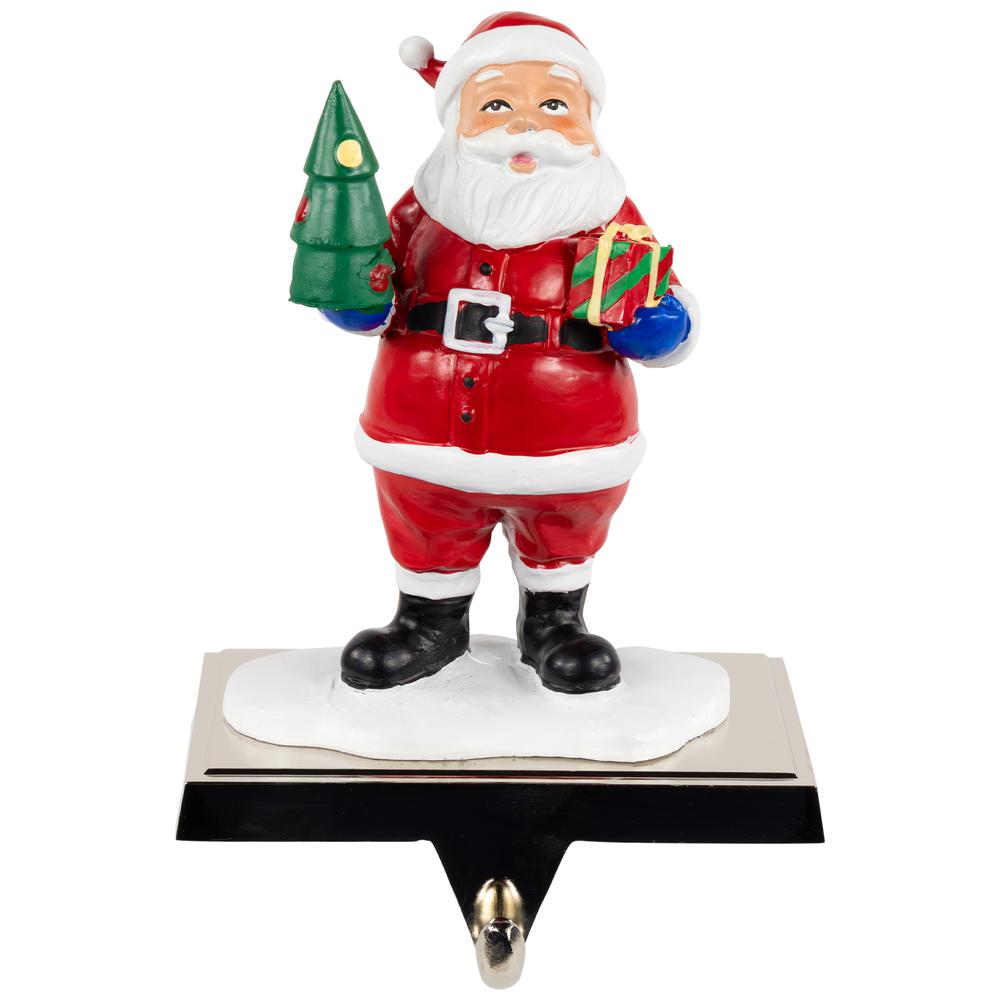 6.25" Santa Claus with Tree and Present Christmas Stocking Holder. Picture 1