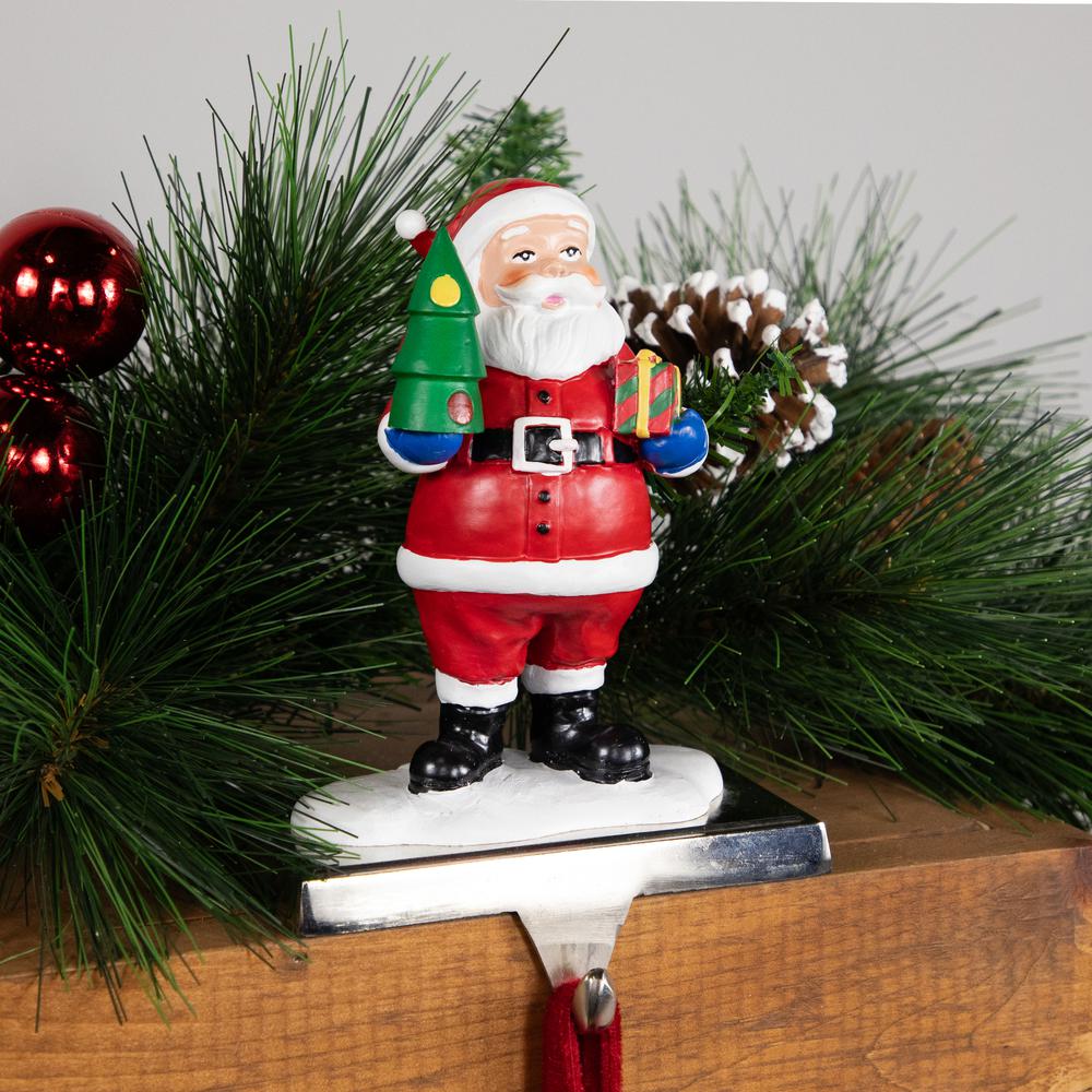 6.25" Santa Claus with Tree and Present Christmas Stocking Holder. Picture 2