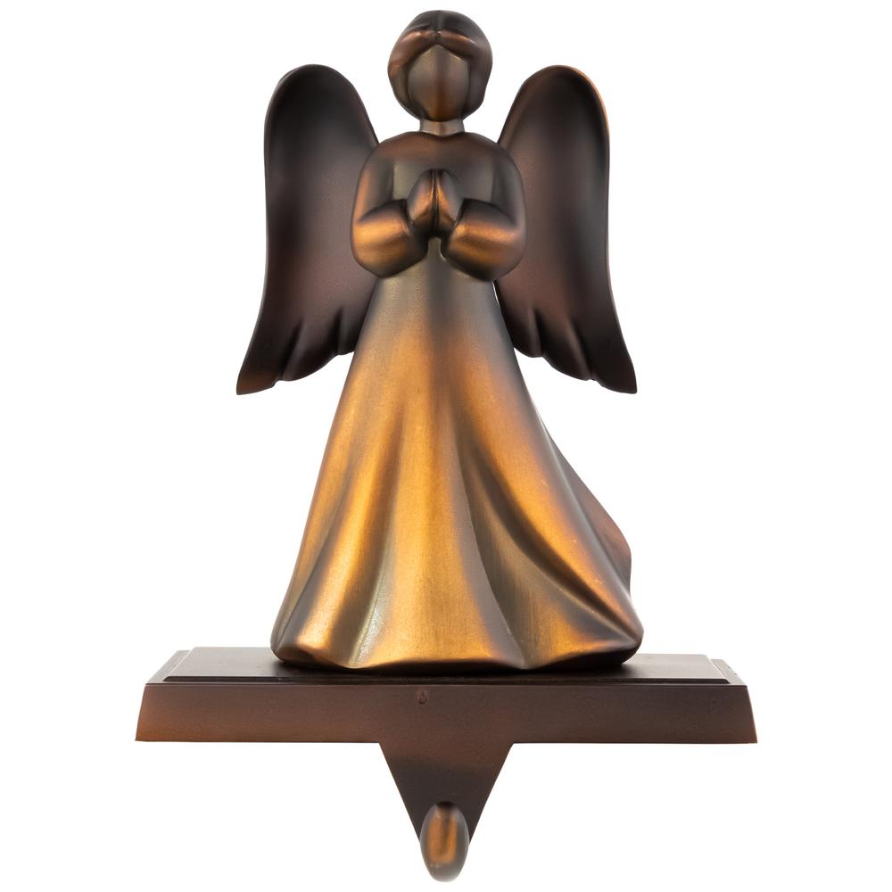 7" Copper-tone Praying Angel Metal Christmas Stocking Holder. Picture 1