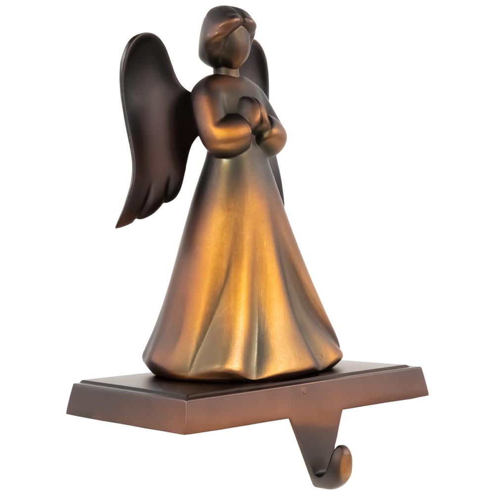 7" Copper-tone Praying Angel Metal Christmas Stocking Holder. Picture 3