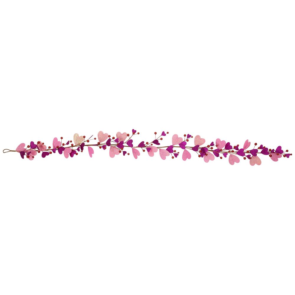 6' Glittered Hearts and Berries Valentine's Day Garland. Picture 4