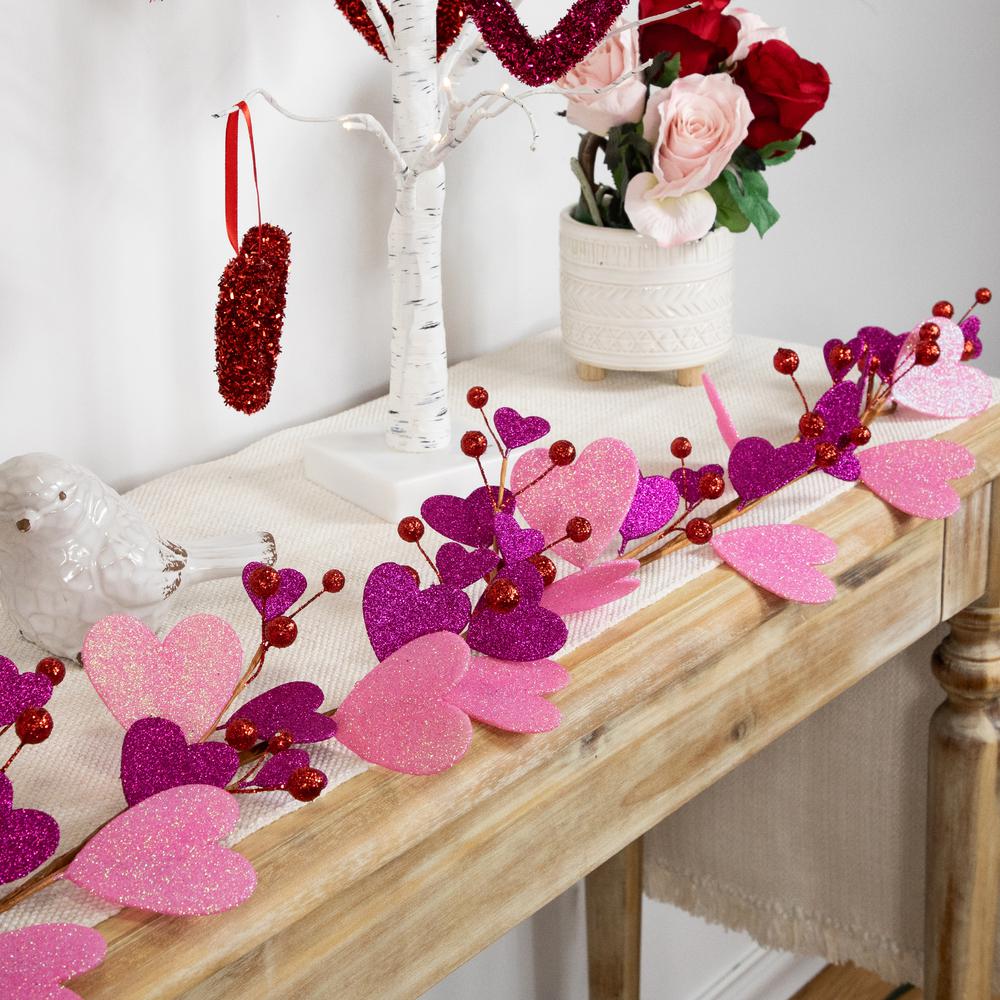 6' Glittered Hearts and Berries Valentine's Day Garland. Picture 1