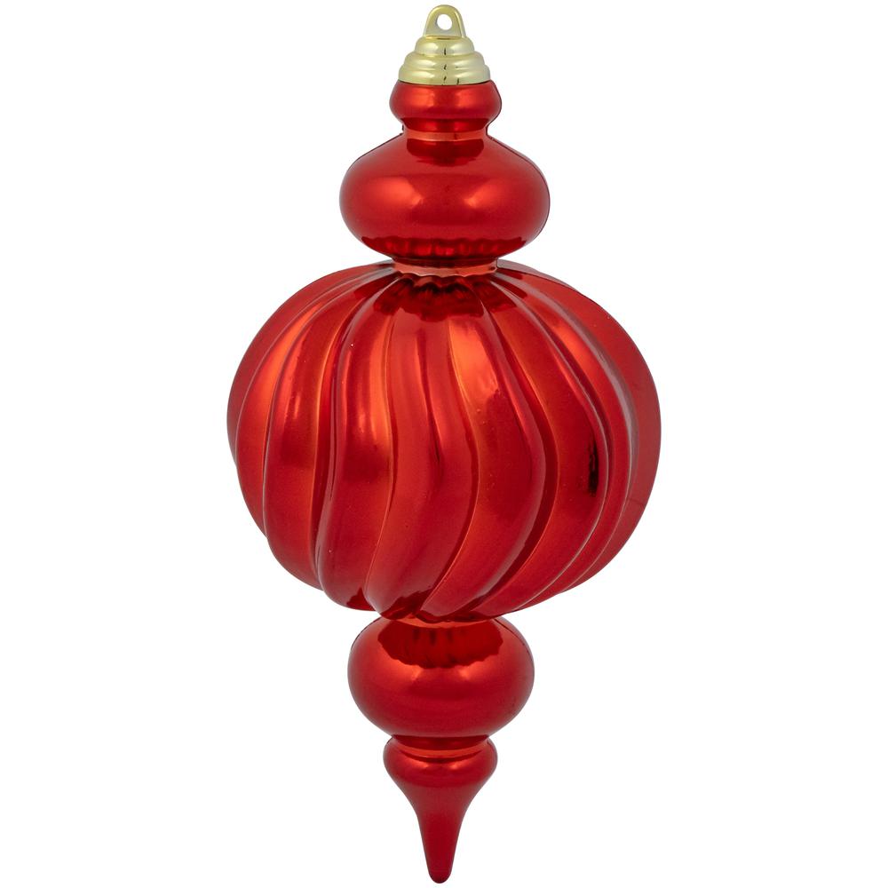 Set of 4 Red 2-Finish Commercial Size Finial Christmas Ornaments 10". Picture 4