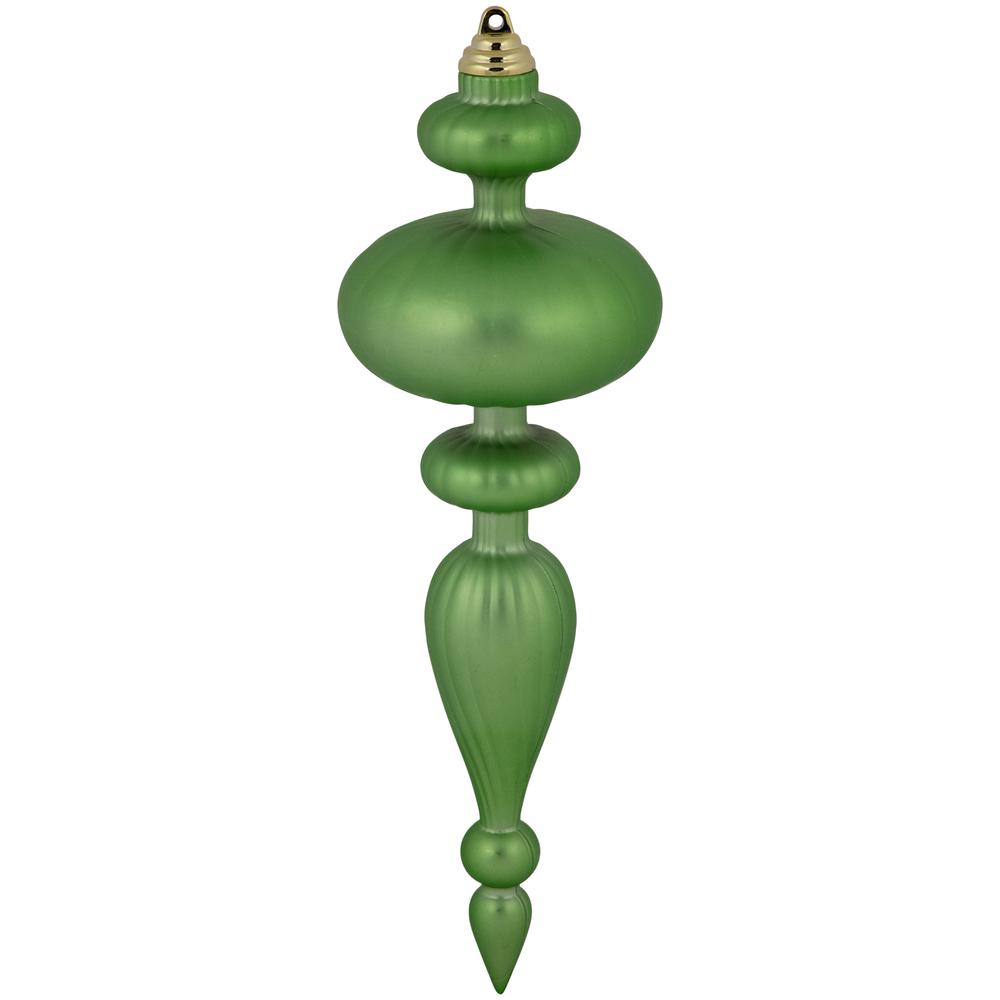 Set of 4 Commercial Size Solid Green Finial Shatterproof Christmas Ornaments 12". Picture 4