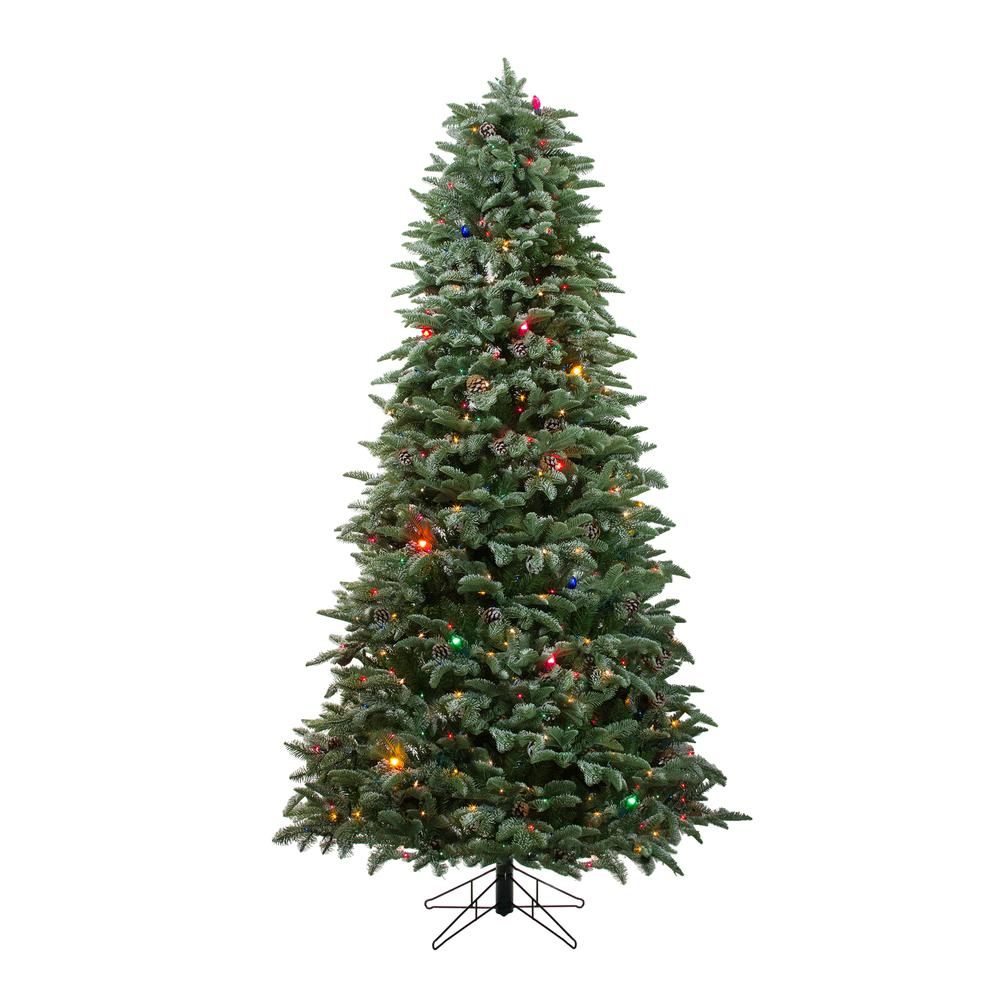 6.5' Pre-Lit Medium Frosted Dunton Spruce Artificial Christmas Tree - Multi-Color Lights. Picture 1