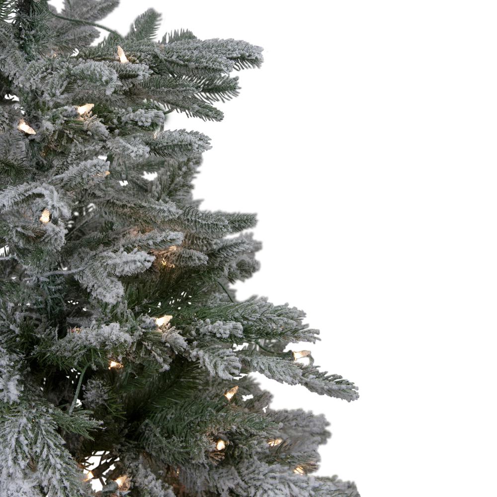 4.5' Pre-Lit Flocked Whistler Noble Fir Artificial Christmas Tree - Clear Lights. Picture 4