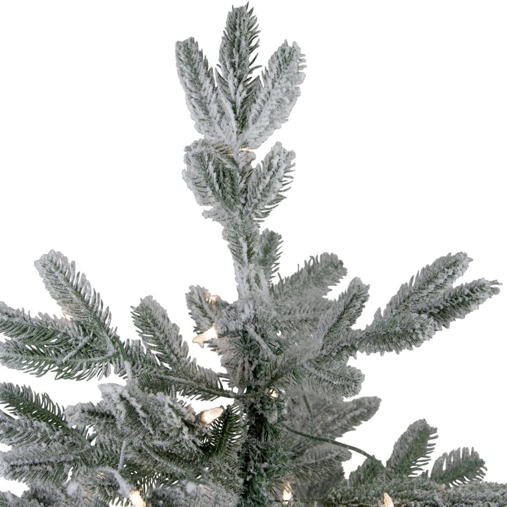 4.5' Pre-Lit Flocked Whistler Noble Fir Artificial Christmas Tree - Clear Lights. Picture 3