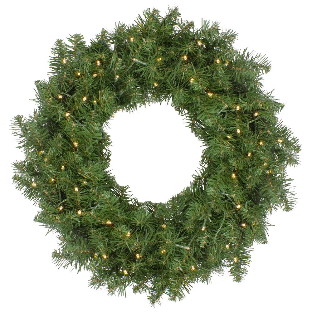 PreLit Whitmire Pine Artificial Christmas Wreath with Timer  24Inch, Warm White LED Lights. Picture 1