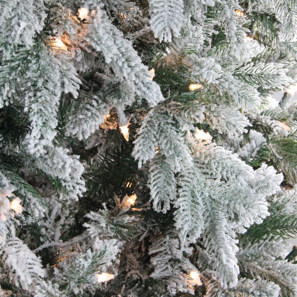 6.5' Pre-Lit Full Frosted Butte Fir Artificial Christmas Tree - Clear Lights. Picture 2
