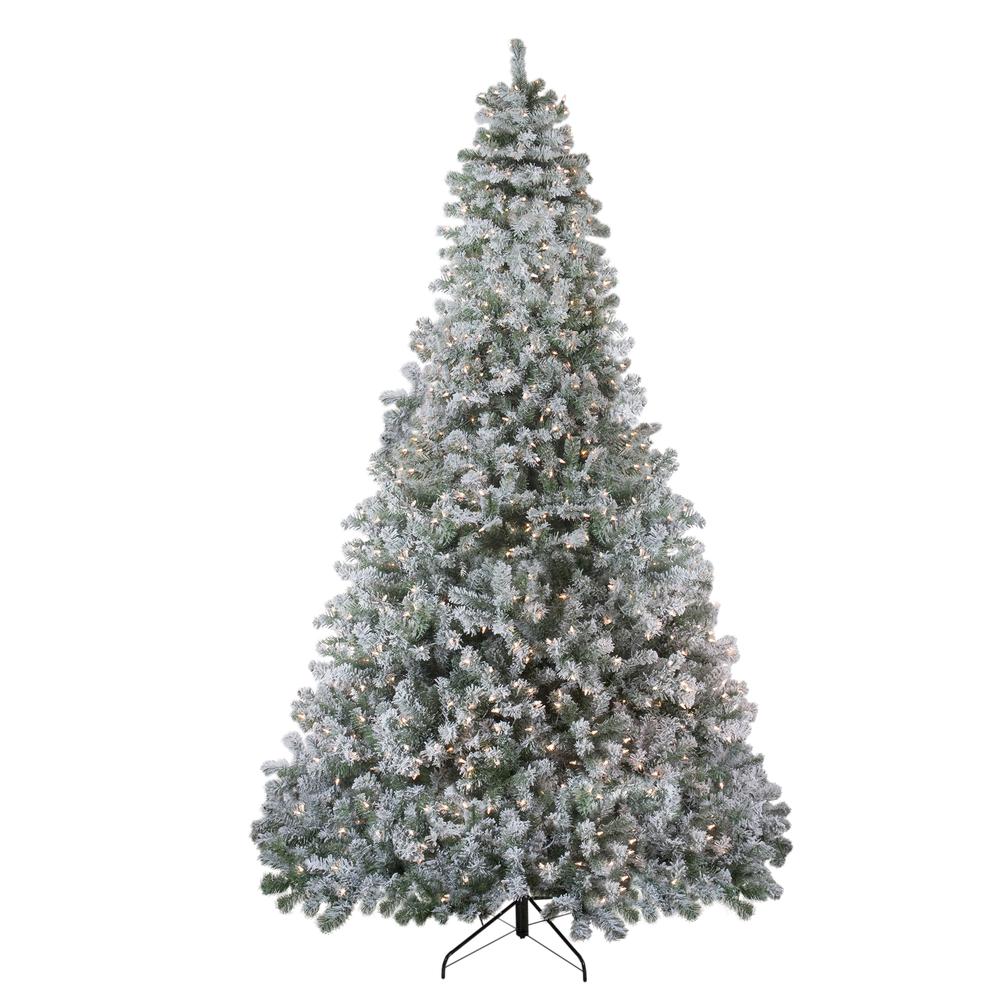 9' Pre-Lit Flocked Winema Pine Artificial Christmas Tree - Clear Lights. Picture 1