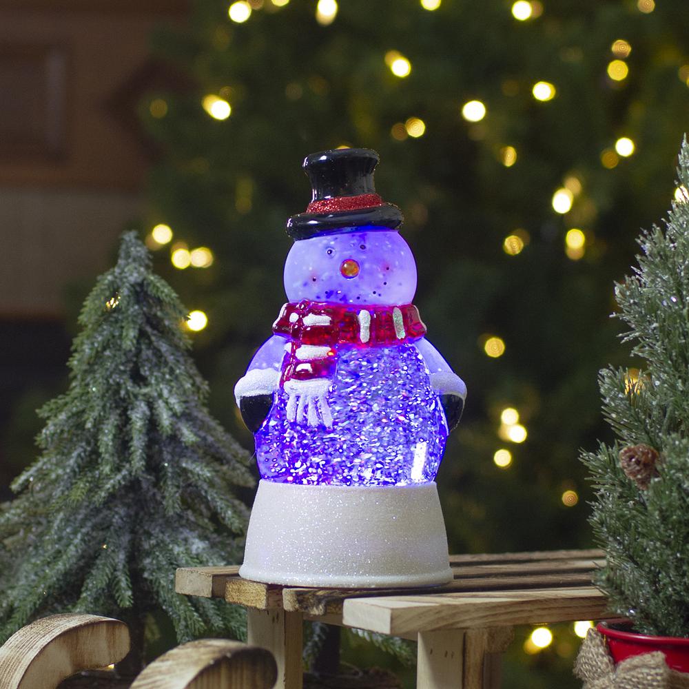 7.5" LED Lighted Color Changing Snowman Christmas Snow Globe. Picture 2